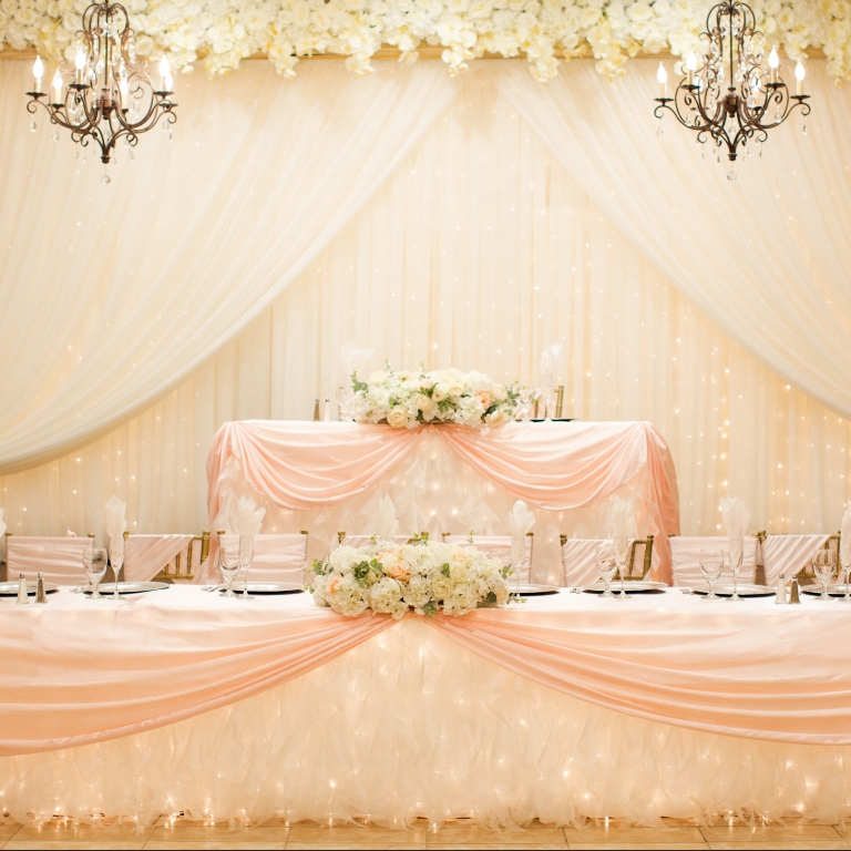 Villa Tuscana Reception Hall event showing bridal table in indoor reception
