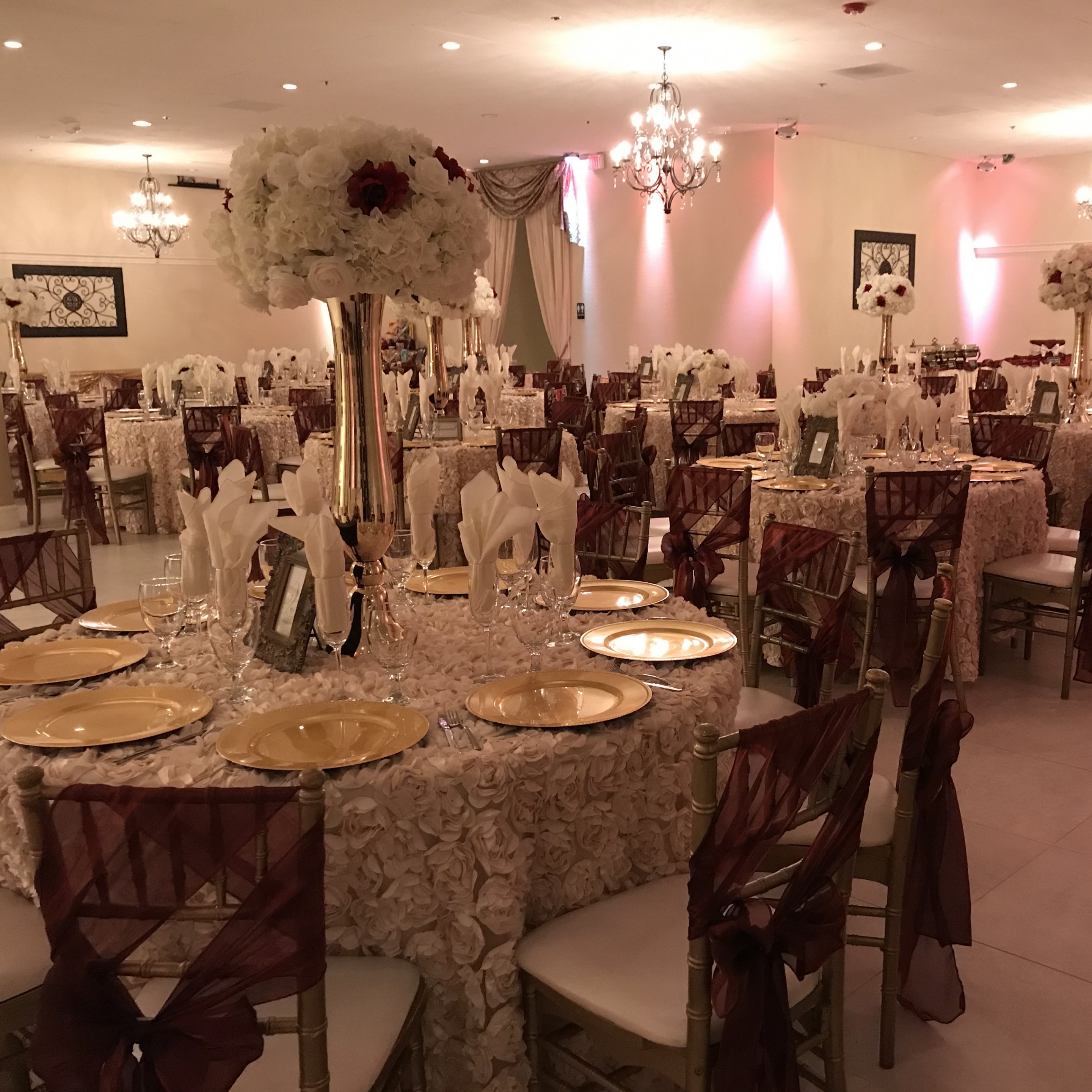 Villa Tuscana Reception Hall event showing wedding reception tables