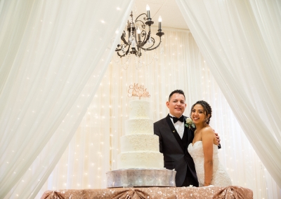 Villa Tuscana Reception Hall event showing a four tier ivory wedding cake