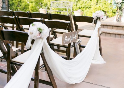 Villa Tuscana Reception Hall event showing wedding ceremony chair drapery