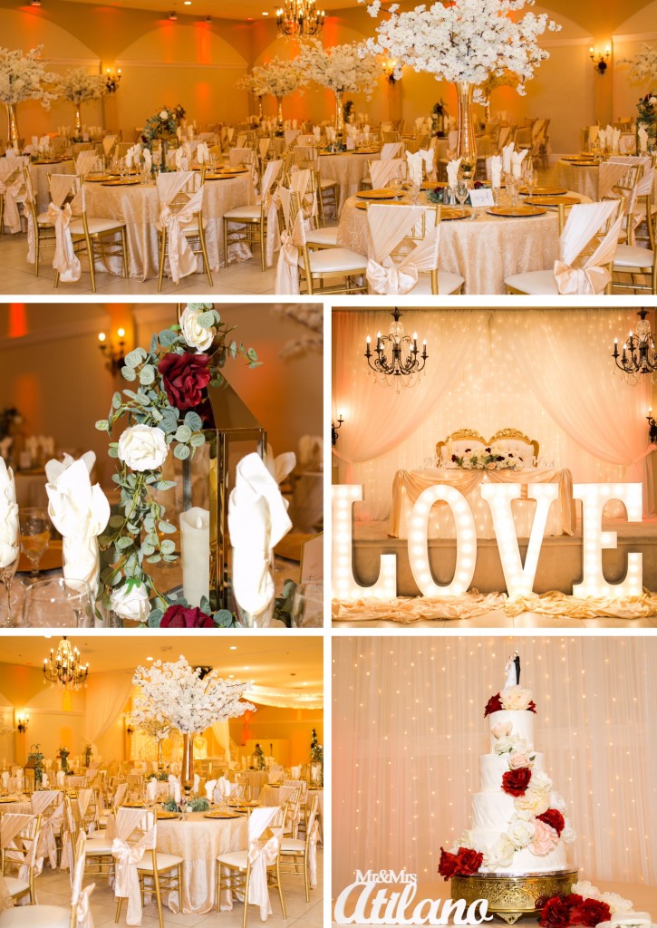 Villa Tuscana Reception Hall event with neutral wedding decor
