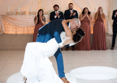Villa Tuscana Reception Hall in mesa showing bride and groom kissing at reception
