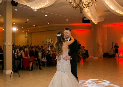 Villa Tuscana Reception Hall in mesa showing bride and groom dancing at reception
